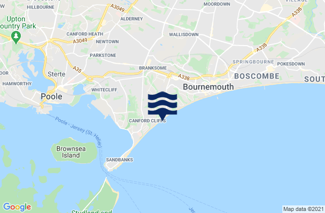 Mapa da tábua de marés em Branksome, United Kingdom