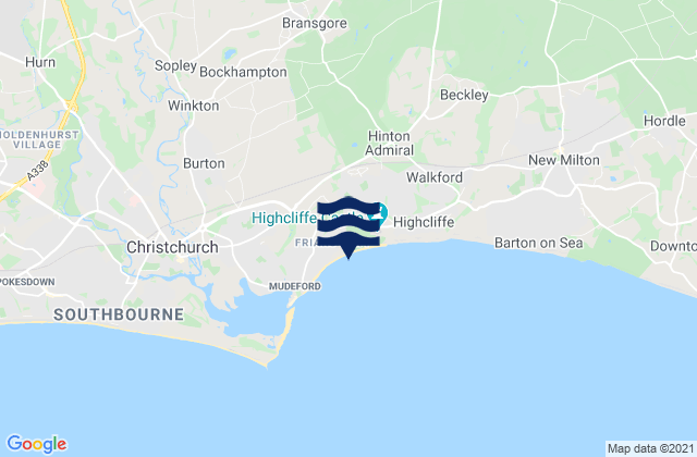 Mapa da tábua de marés em Bransgore, United Kingdom