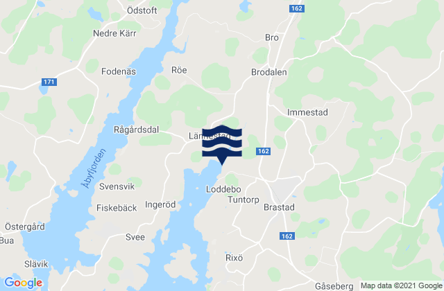 Mapa da tábua de marés em Brastad, Sweden