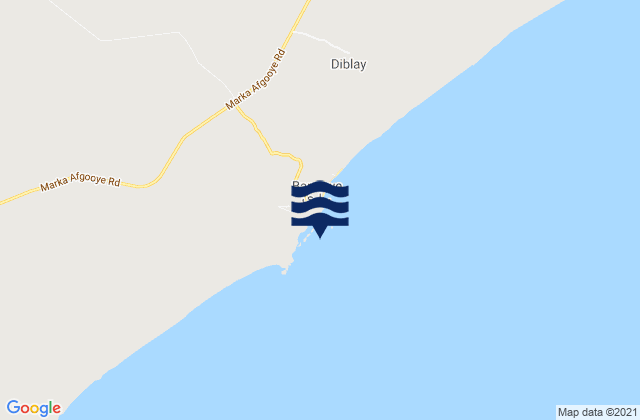 Mapa da tábua de marés em Brava, Somalia