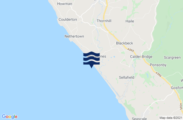 Mapa da tábua de marés em Braystones Beach, United Kingdom