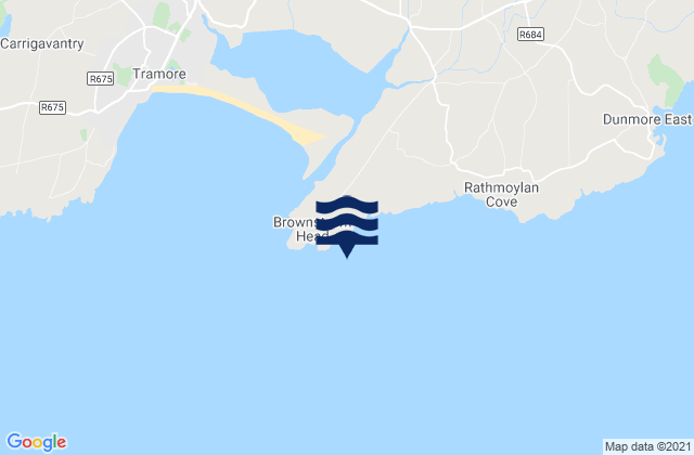 Mapa da tábua de marés em Brazen Head, Ireland