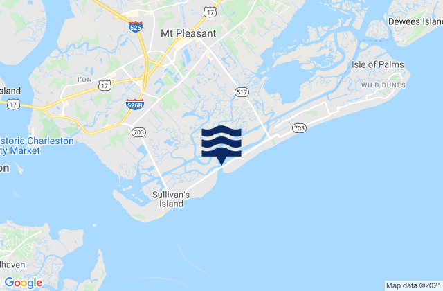 Mapa da tábua de marés em Breach Inlet (Isle Of Palms), United States