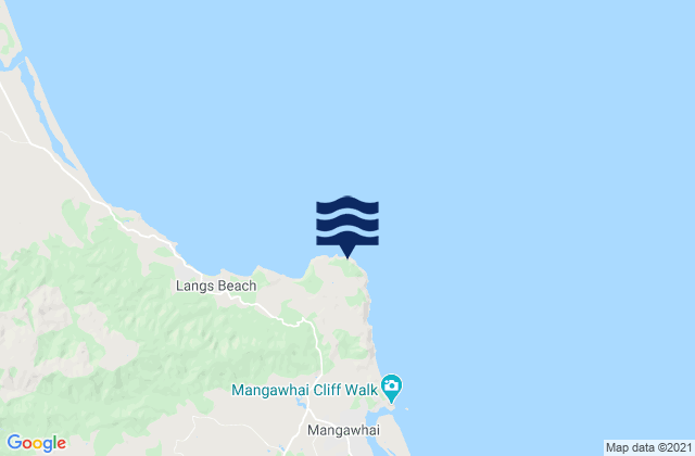 Mapa da tábua de marés em Bream Tail, New Zealand