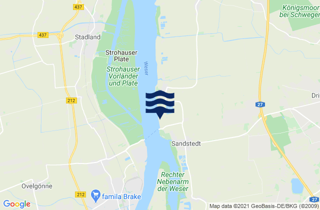 Mapa da tábua de marés em Bremer Weserwehr, Germany