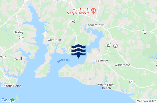 Mapa da tábua de marés em Breton Bay, United States
