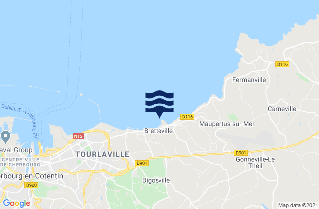 Mapa da tábua de marés em Bretteville, France