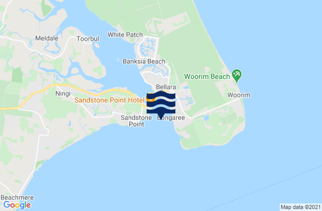 Mapa da tábua de marés em Bribie Island, Australia