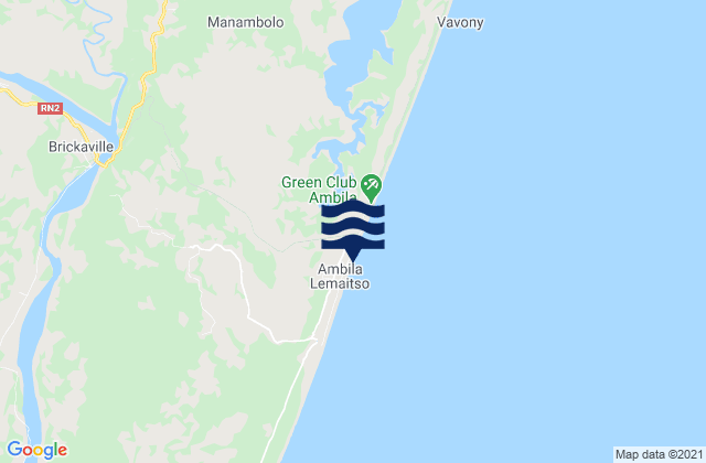 Mapa da tábua de marés em Brickaville, Madagascar