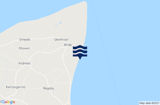Mapa da tábua de marés em Bride, Isle of Man