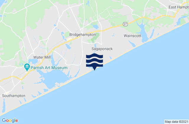 Mapa da tábua de marés em Bridgehampton, United States