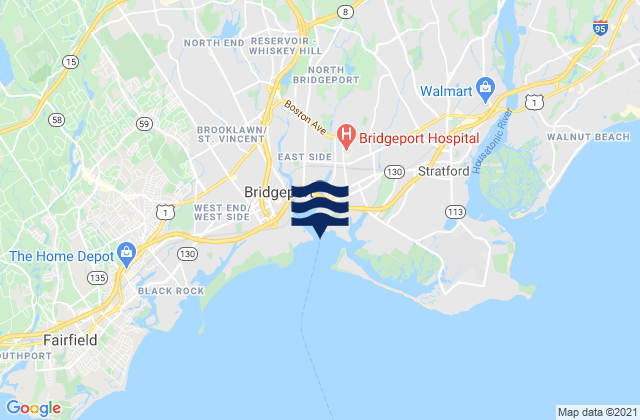 Mapa da tábua de marés em Bridgeport Harbor Tongue Point, United States