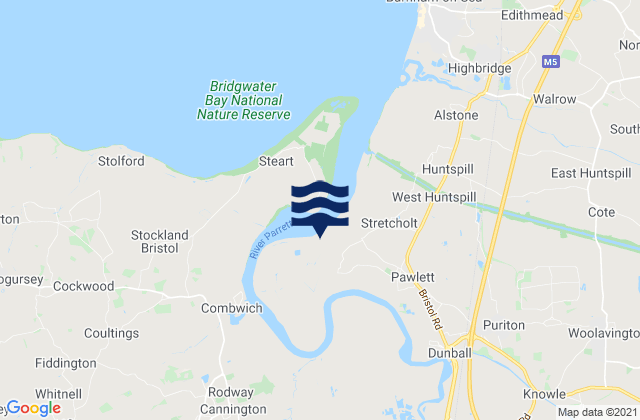 Mapa da tábua de marés em Bridgwater, United Kingdom