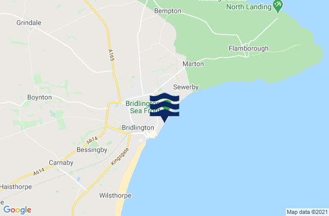 Mapa da tábua de marés em Bridlington Beach, United Kingdom