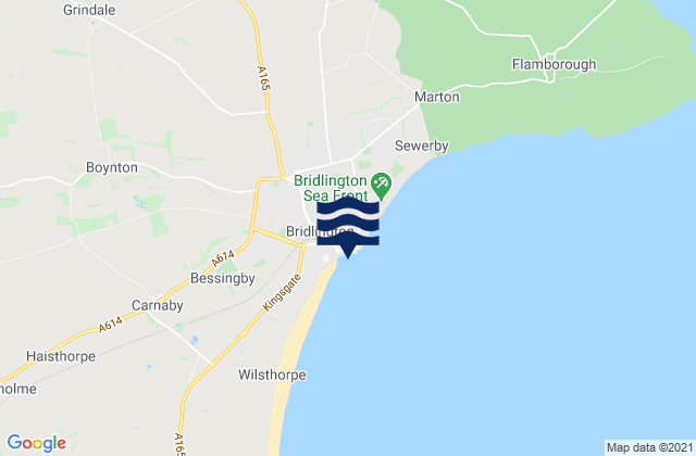 Mapa da tábua de marés em Bridlington, United Kingdom