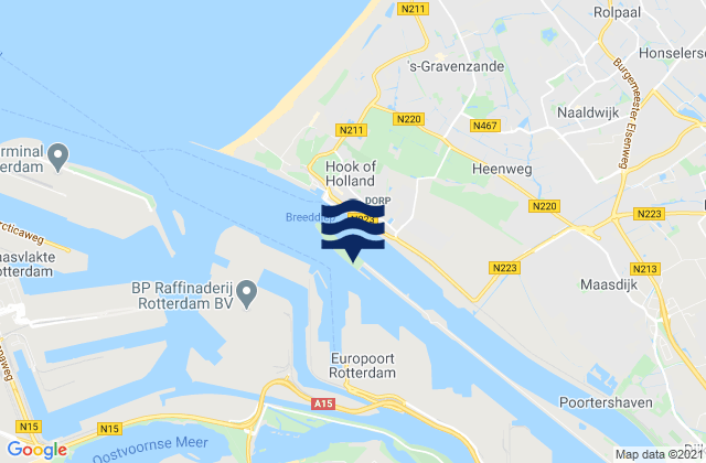 Mapa da tábua de marés em Brielle, Netherlands