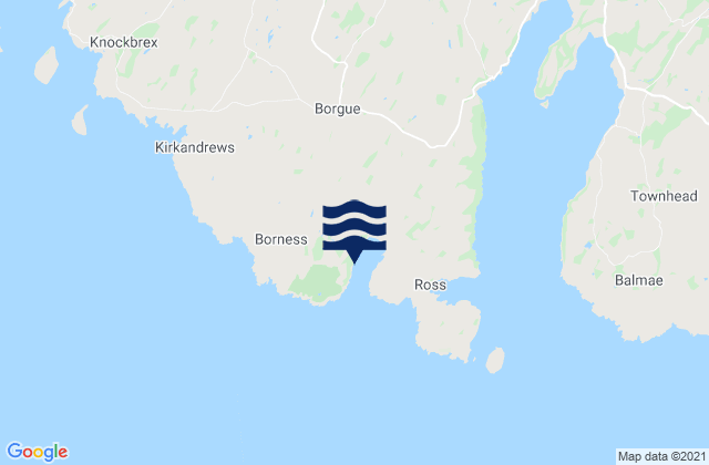 Mapa da tábua de marés em Brighouse Bay, United Kingdom