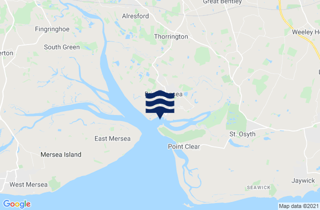Mapa da tábua de marés em Brightlingsea Beach, United Kingdom