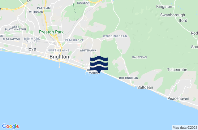 Mapa da tábua de marés em Brighton - Marina, United Kingdom
