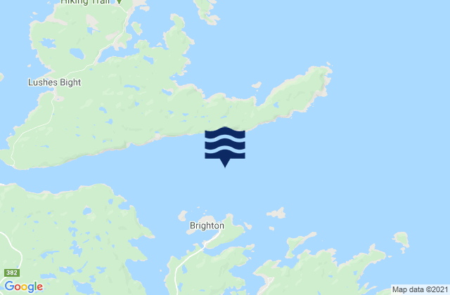 Mapa da tábua de marés em Brighton Tickle Island, Canada