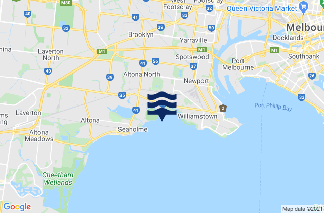 Mapa da tábua de marés em Brimbank, Australia