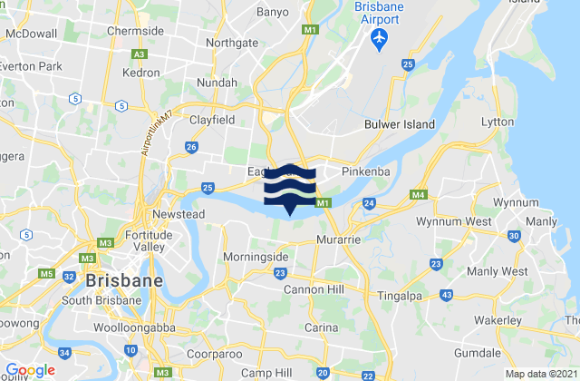 Mapa da tábua de marés em Brisbane, Australia