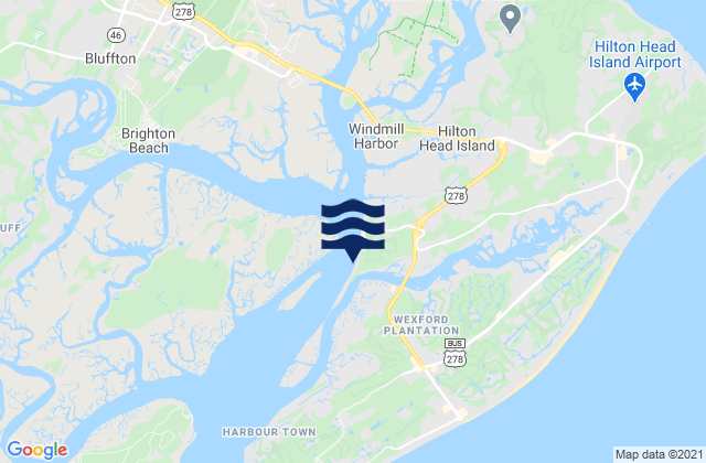 Mapa da tábua de marés em Broad Creek (Hilton Head Island), United States