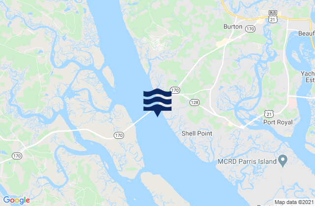 Mapa da tábua de marés em Broad River Bridge S of Broad River, United States