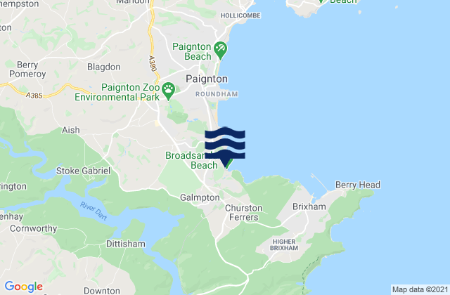 Mapa da tábua de marés em Broadsands Beach, United Kingdom