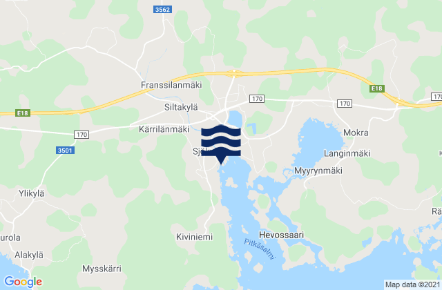 Mapa da tábua de marés em Broby, Finland