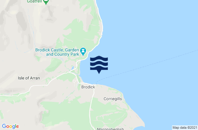 Mapa da tábua de marés em Brodick Bay, United Kingdom