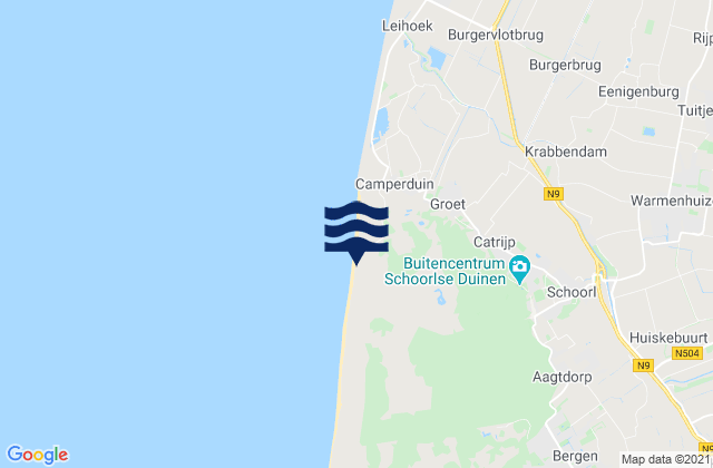 Mapa da tábua de marés em Broek op Langedijk, Netherlands