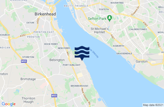 Mapa da tábua de marés em Bromborough, United Kingdom