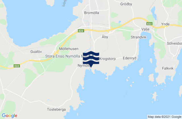 Mapa da tábua de marés em Bromölla, Sweden