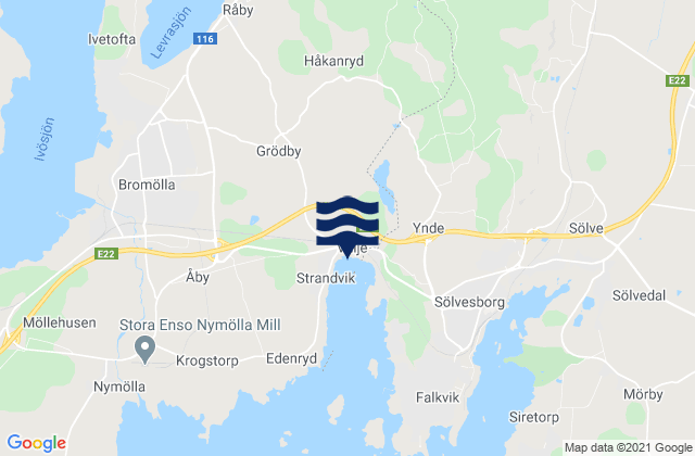 Mapa da tábua de marés em Bromölla Kommun, Sweden