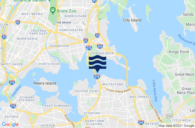 Mapa da tábua de marés em Bronx-Whitestone Bridge, United States