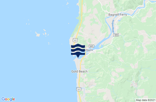 Mapa da tábua de marés em Brookings/South Jetty, United States