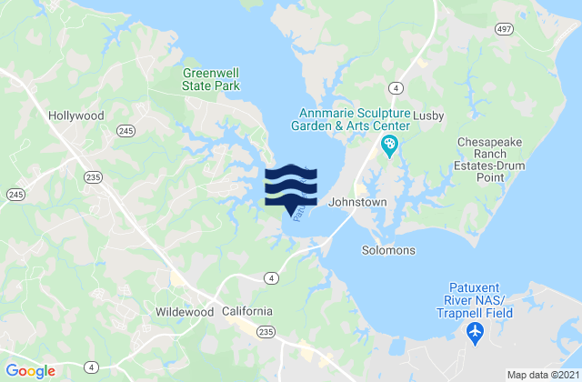 Mapa da tábua de marés em Broomes Island 0.4 mile south of, United States