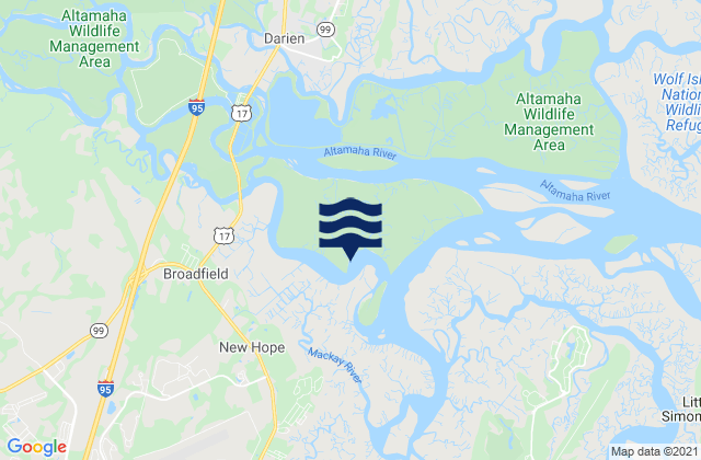 Mapa da tábua de marés em Broughton Island (south), United States