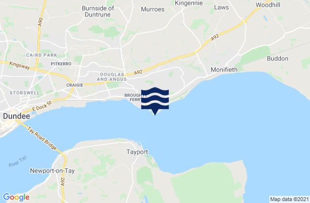 Mapa da tábua de marés em Broughty Ferry Beach, United Kingdom