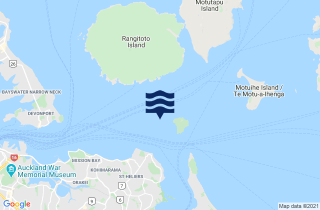 Mapa da tábua de marés em Browns Island (Motukorea), New Zealand