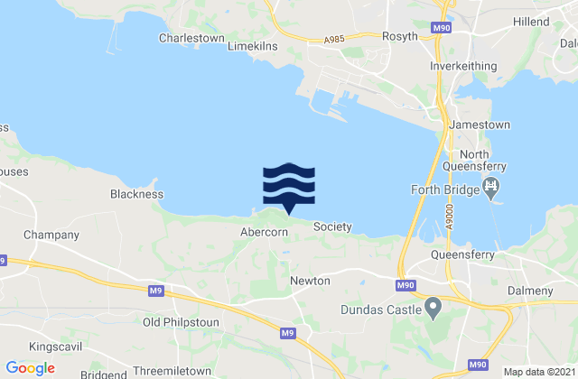 Mapa da tábua de marés em Broxburn, United Kingdom