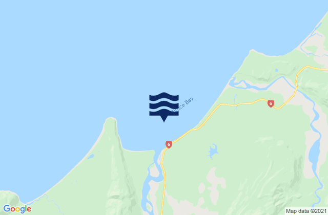 Mapa da tábua de marés em Bruce Bay, New Zealand