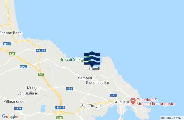 Mapa da tábua de marés em Brucoli, Italy