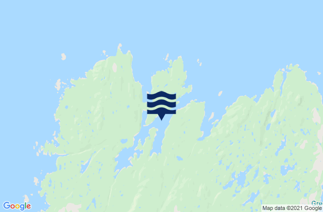 Mapa da tábua de marés em Brundige Inlet, Canada