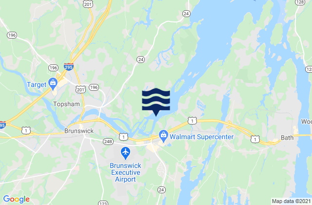 Mapa da tábua de marés em Brunswick (Androscoggin River), United States