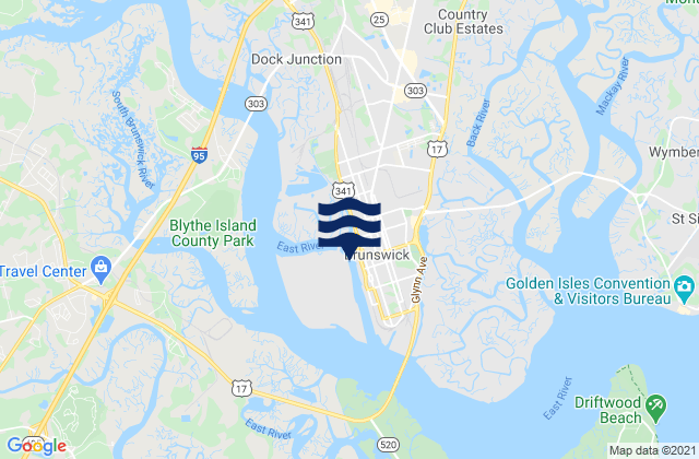 Mapa da tábua de marés em Brunswick (East River), United States