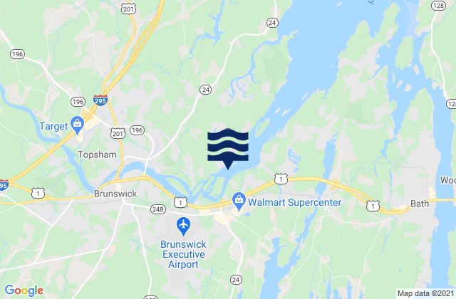 Mapa da tábua de marés em Brunswick Androscoggin River, United States