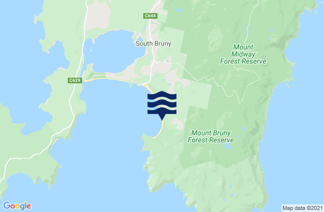 Mapa da tábua de marés em Bruny Island - Cloudy Bay, Australia