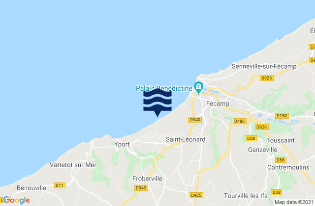 Mapa da tábua de marés em Bréauté, France